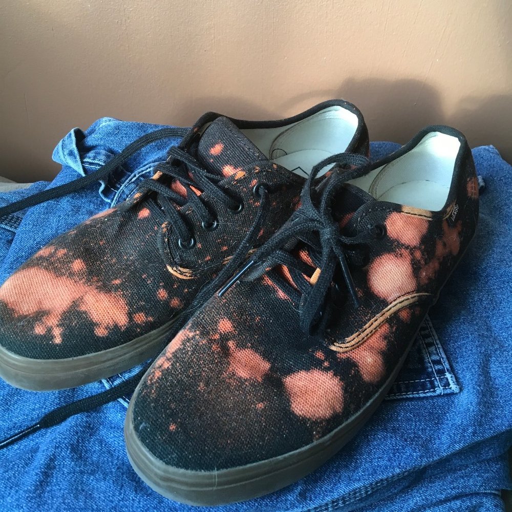 Bleach splattered black vans
